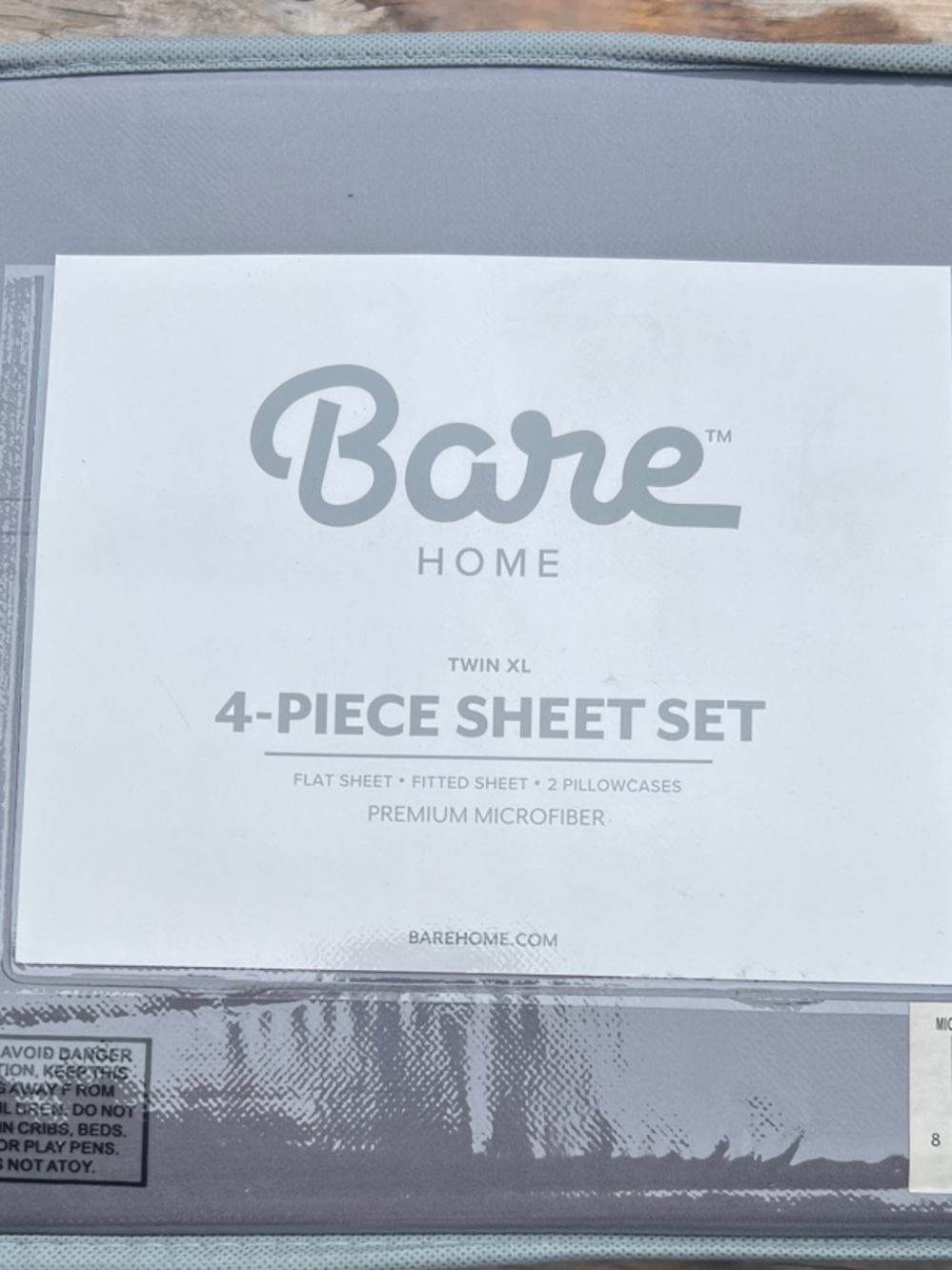 Bare Home Twin XL 4-Piece Sheet Set in Light Gray